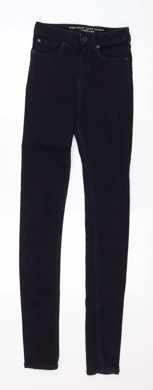 Jack Wills Womens Blue  Cotton Skinny Jeans Size 26 in L30 in Regular Button