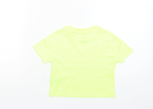 NEXT Girls Green Cotton Basic T-Shirt Size 3 Years Crew Neck - Neon