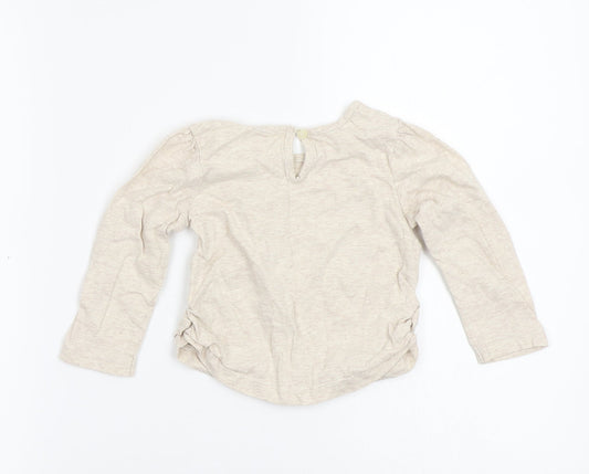 Matalan Girls Beige Cotton Basic T-Shirt Size 12-18 Months Round Neck