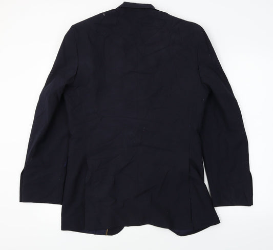 europa Mens Blue Polyester Jacket Blazer Size 38