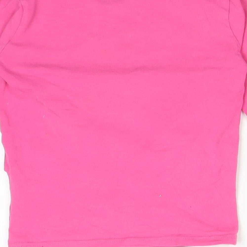 DISNEY Girls Pink Floral Cotton Basic T-Shirt Size 9-10 Years Round Neck - DISNEY IN THE LAND OF THE DEAD