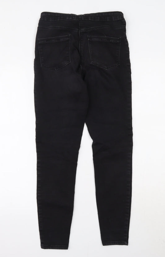 Papaya Womens Black Cotton Skinny Jeans Size 12 L26 in Regular Zip