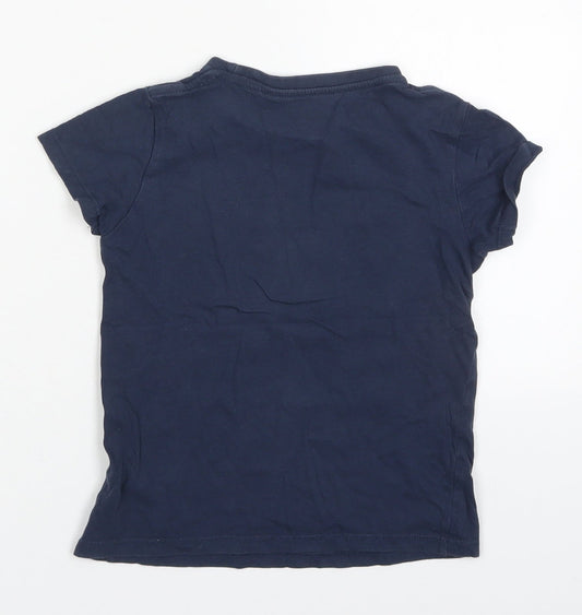 TEX Boys Blue Cotton Basic T-Shirt Size 5-6 Years Crew Neck Pullover - Beyond Cool