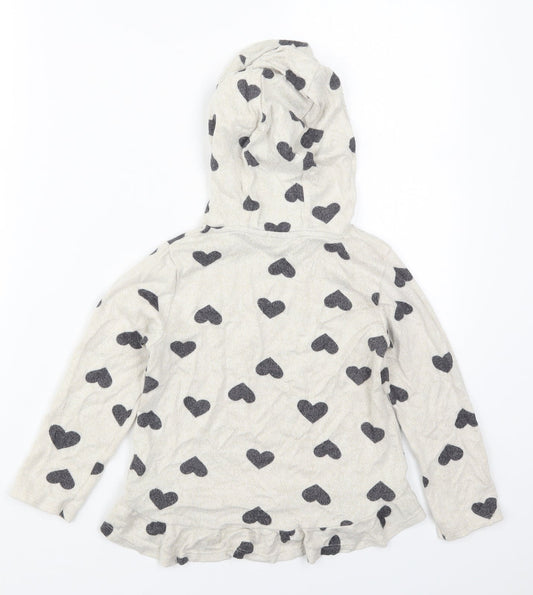 F&F Boys Beige Vinyl Pullover Hoodie Size 5-6 Years Pullover - Love Hearts