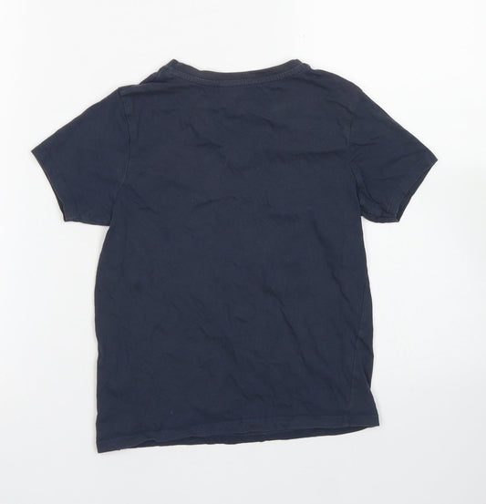 Primark Boys Blue Cotton Basic T-Shirt Size 7-8 Years Crew Neck