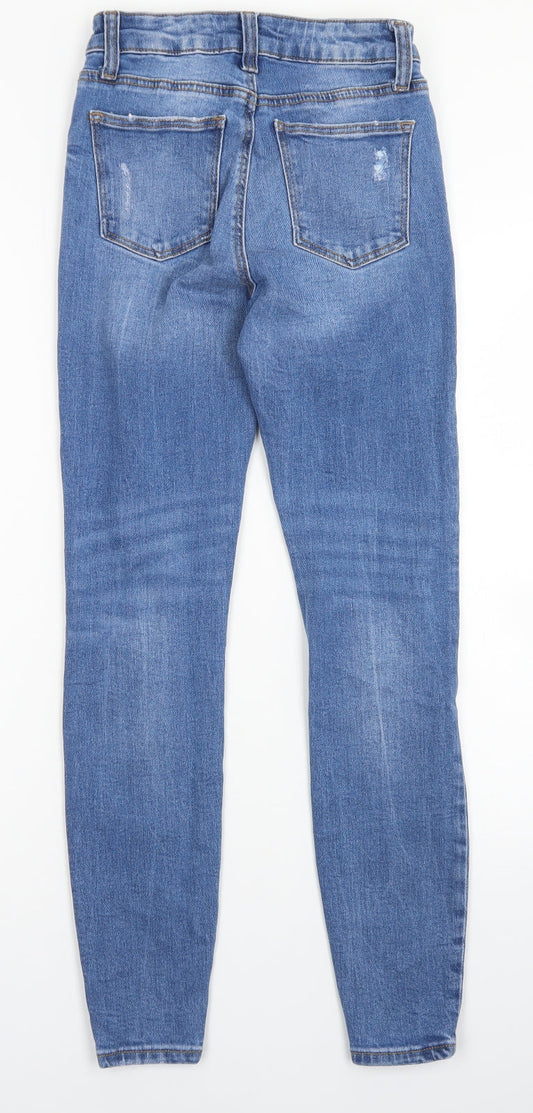 Denim Co Womens Blue Cotton Skinny Jeans Size 6 L27 in Regular Button