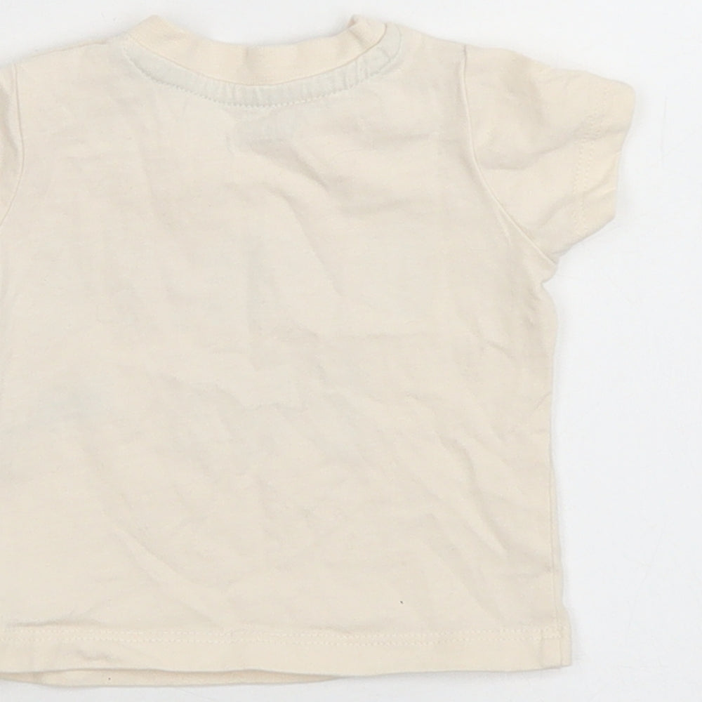 Nutmeg Boys Beige Cotton Basic T-Shirt Size Newborn Crew Neck Snap