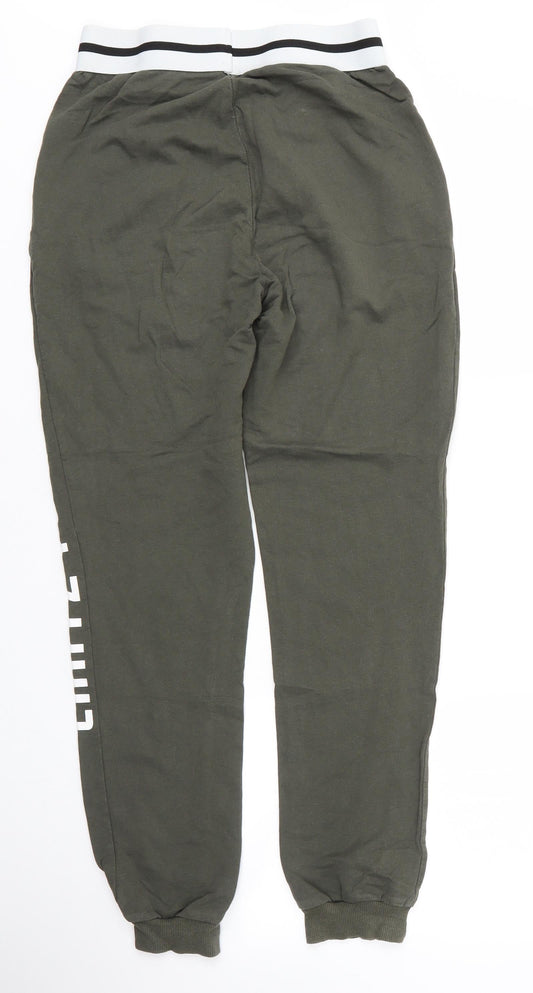 Select Womens Green Cotton Sweatpants Trousers Size 12 L26 in Regular