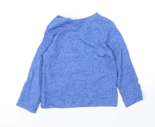 F&F Boys Blue Cotton Basic T-Shirt Size 12 Months Round Neck Button