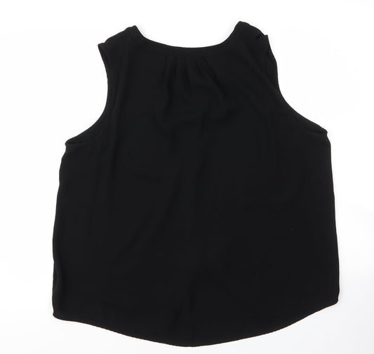 Apt9 Womens Black Polyester Basic Blouse Size XL V-Neck