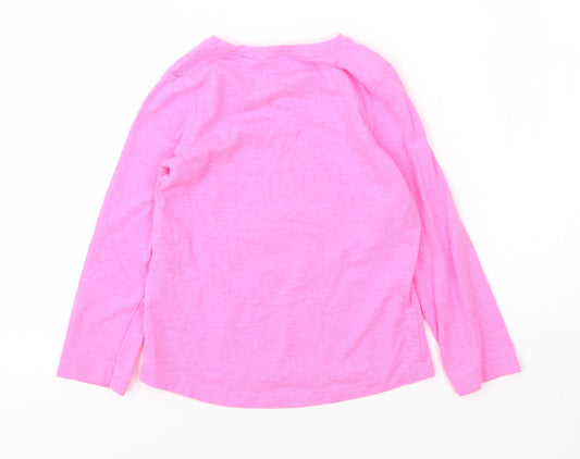 NEXT Girls Pink Cotton Basic T-Shirt Size 2 Years Round Neck - Unicorn