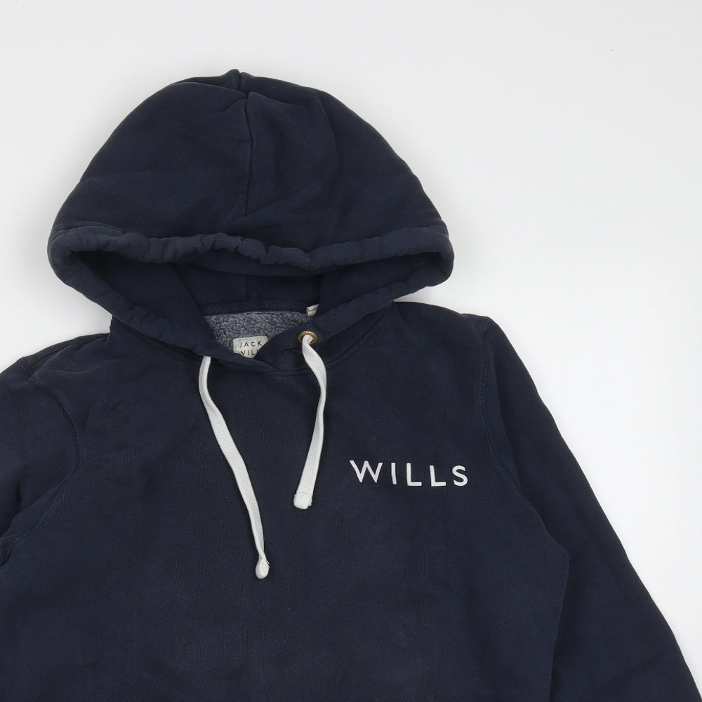Jack Wills Womens Blue Cotton Pullover Hoodie Size 8