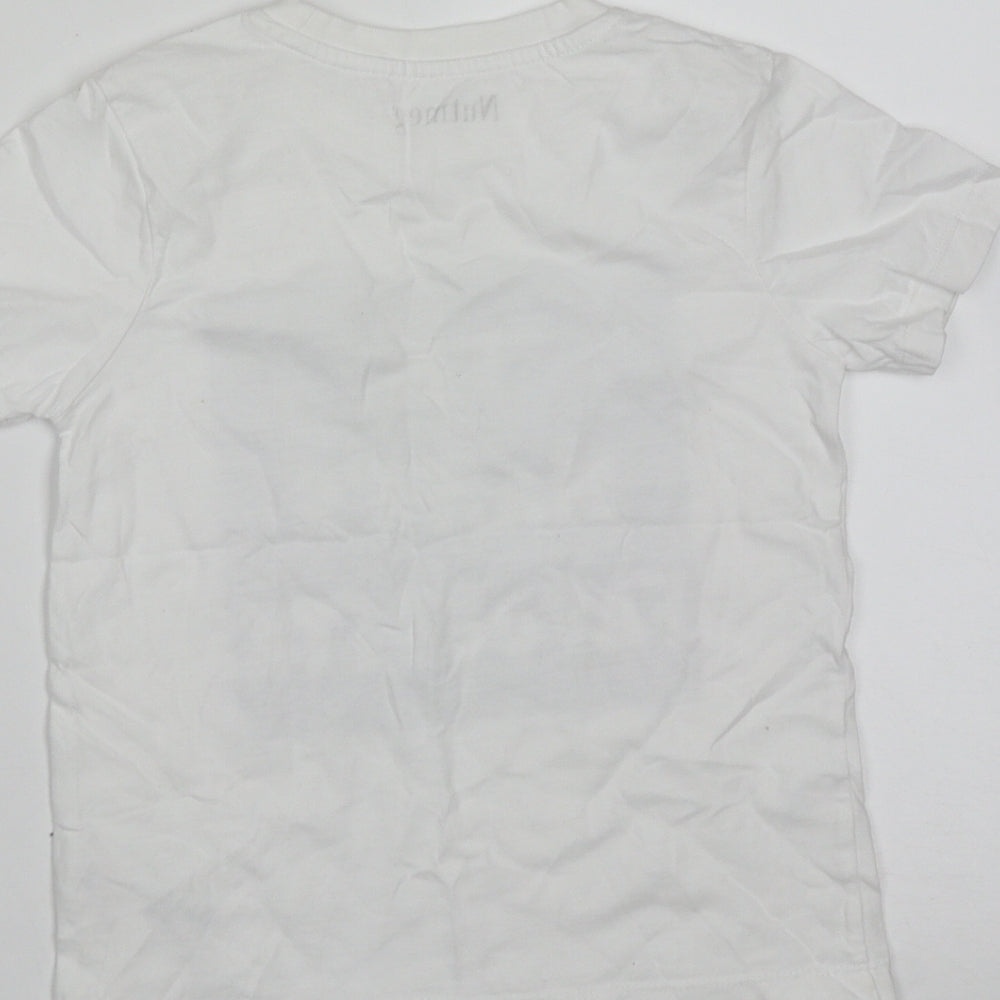 Nutmeg Boys White Cotton Basic T-Shirt Size 3-4 Years Round Neck - I'm Mama's Favourite