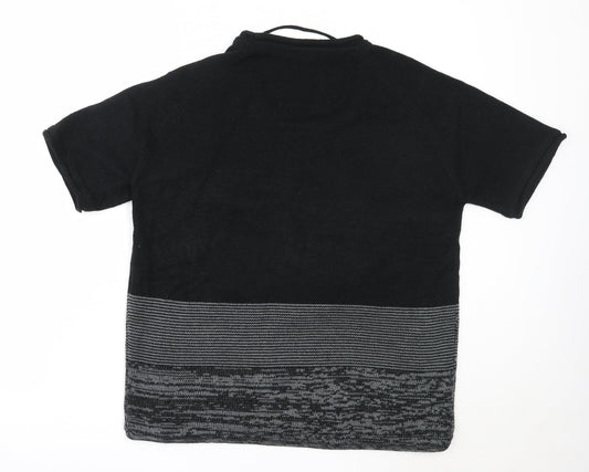 Pool Womens Black Round Neck Acrylic Pullover Jumper Size M