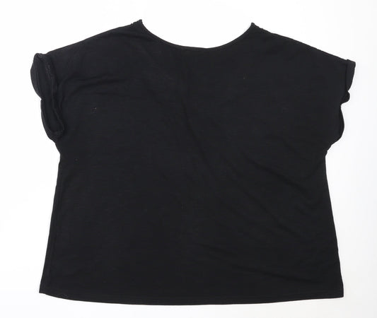 Emreco Womens Black Polyester Basic T-Shirt Size 20 Round Neck