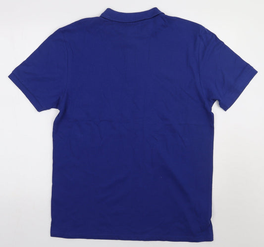 James & Nicholson Mens Blue Cotton Polo Size L Collared Button