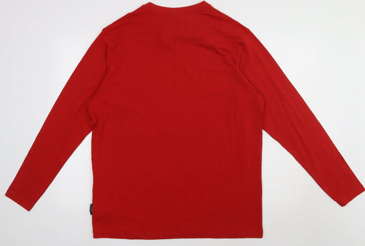 James & Nicholson Mens Red Cotton Pullover Sweatshirt Size L - work wear