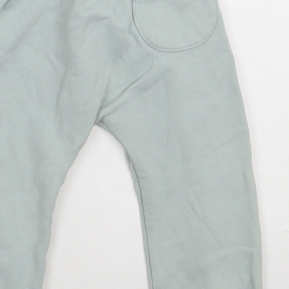 Marks and Spencer Girls Green Cotton Jogger Trousers Size 12-18 Months Tie - Car