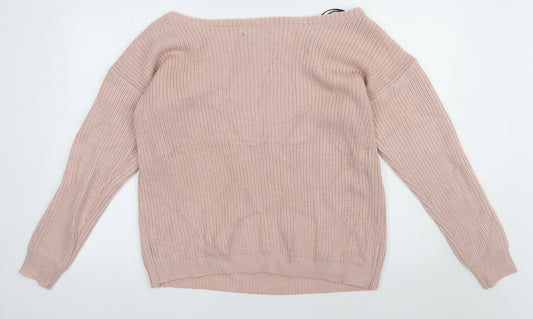 Missguided Womens Pink Acrylic Pullover Sweatshirt Size L Pullover