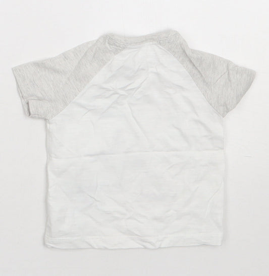 George Boys White Cotton Basic T-Shirt Size 0-3 Months Crew Neck Buckle - my mummy loves me