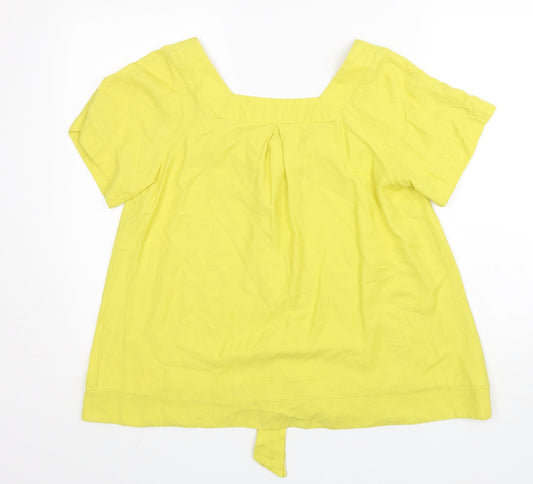 French Connection Womens Yellow Viscose Basic Blouse Size 10 Square Neck