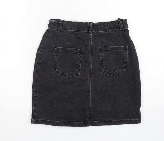Nutmeg Girls Black Cotton Mini Skirt Size 11-12 Years Regular
