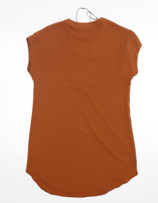 Papaya Womens Brown Polyester Sheath Size 10 V-Neck