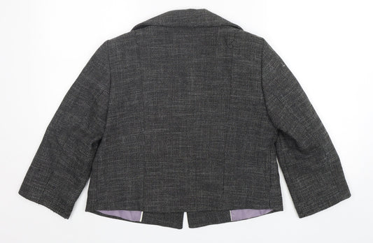 Ines Womens Grey Polyester Jacket Blazer Size 12