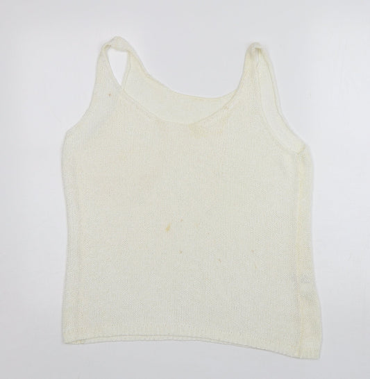 NEXT Womens Ivory V-Neck Polyester Vest Jumper Size 16