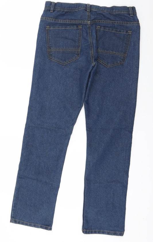 Denim & Co. Mens Blue Cotton Straight Jeans Size 30 in L29 in Regular Button