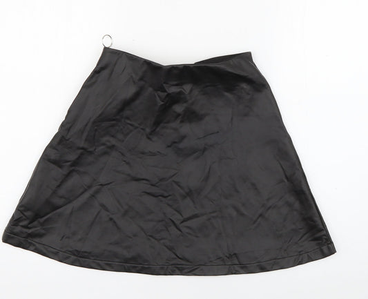 H&M Girls Black Polyurethane Skater Skirt Size 12 Years Regular