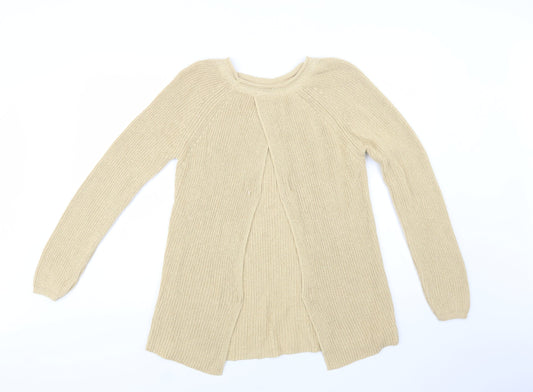 NEXT Womens Beige Crew Neck Cotton Pullover Jumper Size 10