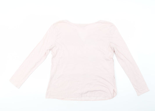 H&M Womens Pink Cotton Basic Blouse Size M V-Neck