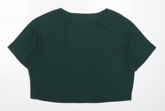 New Look Womens Green Polyester Basic Blouse Size 12 Round Neck