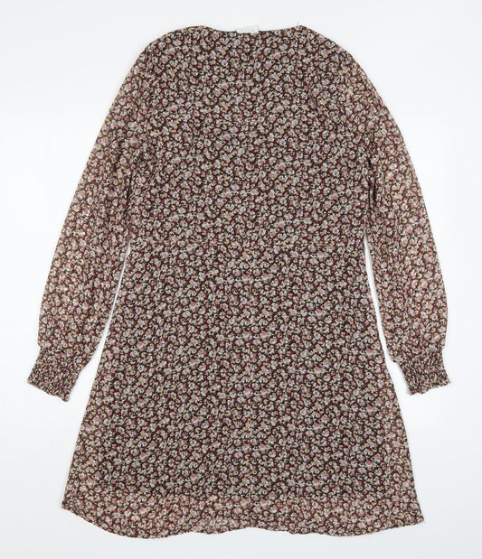 Villa Womens Multicoloured Floral Polyester A-Line Size 8 V-Neck Pullover
