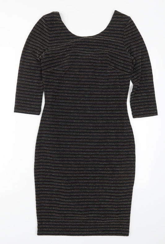 George Womens Multicoloured Striped Nylon Bodycon Size 10 Scoop Neck Pullover