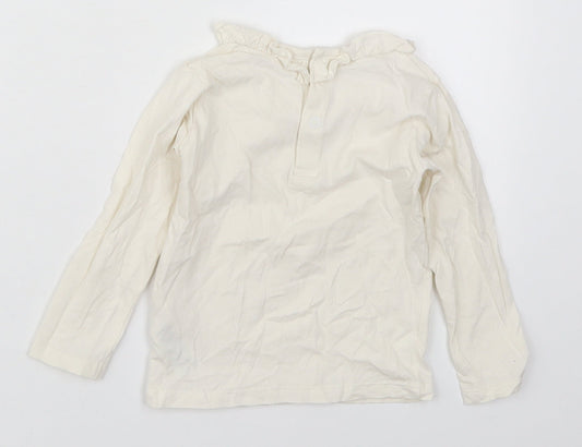 Marks and Spencer Girls White Cotton Basic T-Shirt Size 18-24 Months Round Neck Pullover