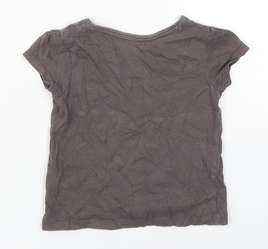 Primark Girls Grey Cotton Basic T-Shirt Size 18-24 Months Crew Neck Pullover - Let's Have Fun