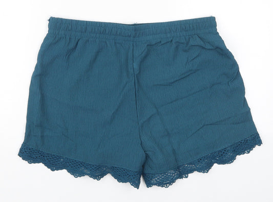 Preworn Womens Blue Polyester Mom Shorts Size 30 in L3 in Regular Drawstring