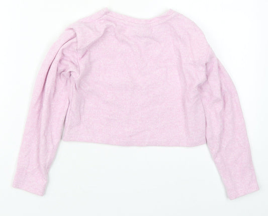 Matalan Girls Pink Polyester Cropped T-Shirt Size 6 Years Crew Neck Pullover