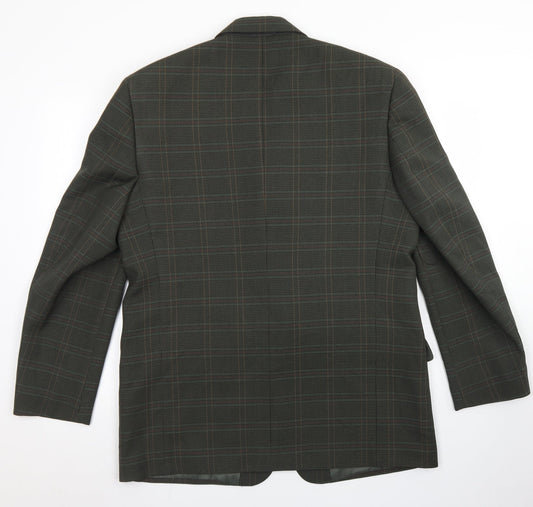 Berkertex Mens Green Plaid Polyester Jacket Blazer Size 42