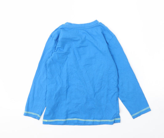 Preworn Boys Blue Cotton Basic T-Shirt Size 6 Years Round Neck - Dinosaur