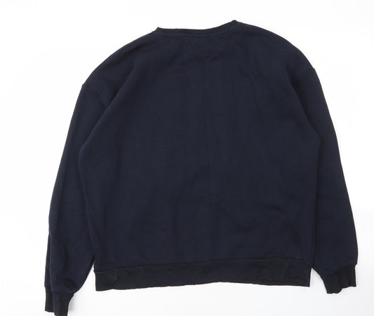 Chelsea Peers Womens Blue Round Neck Cotton Pullover Jumper Size S