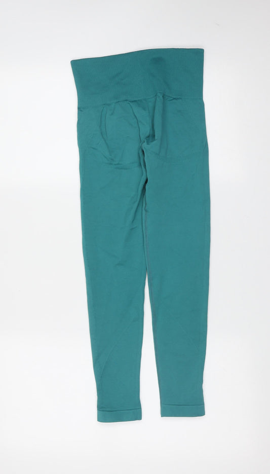 Preworn Womens Green Polyester Blend Cropped Leggings Size 24 in L23 in Extra-Slim