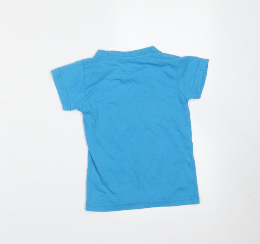 Preworn Boys Blue Cotton Basic T-Shirt Size S Round Neck - turtle