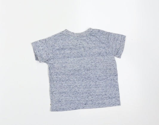 Mini Rebel Boys Blue Polyester Basic T-Shirt Size 12-18 Months Round Neck - dude
