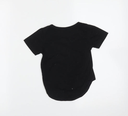 Vogue Fashion Girls Black Cotton Blend Basic T-Shirt Size 12 Months Round Neck - Triangle