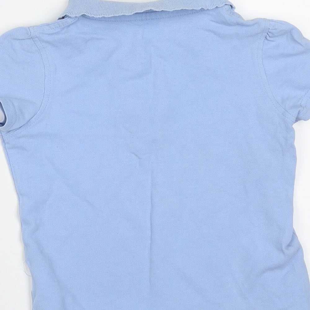 George Girls Blue Cotton Basic Polo Size 4-5 Years Collared