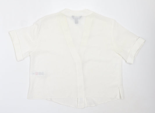 New Look Womens White Polyester Basic Button-Up Size 12 V-Neck