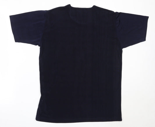 Fabrizo Womens Blue Polyester Basic T-Shirt Size M Round Neck